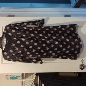 Black fox dress with bronze sequins, designed in France, One Step